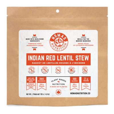 Nomad Nutrition - Plant Based Dehydrated Meals - Indian Red Lentil Stew