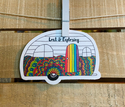 Lost & Exploring Psychedelic Camper Sticker